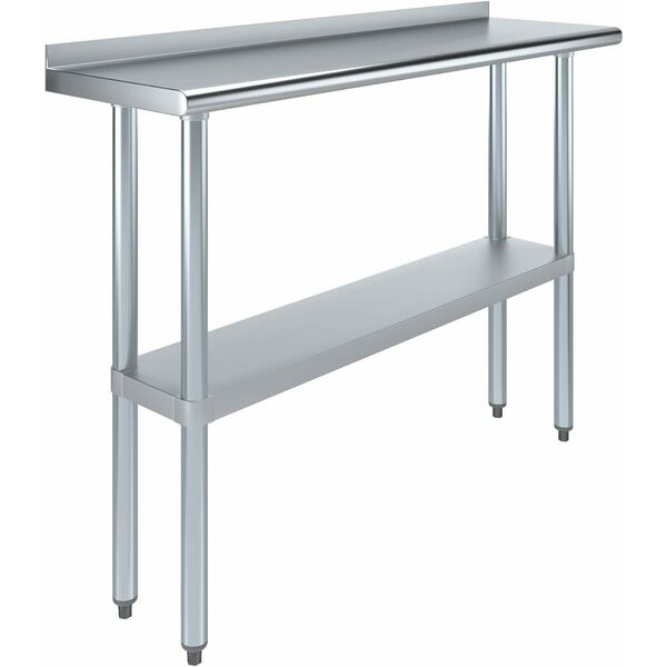 Amgood 14 in. X 48 in. Stainless Steel Prep Table with 1.5in Backsplash WT-1448-BS-Z